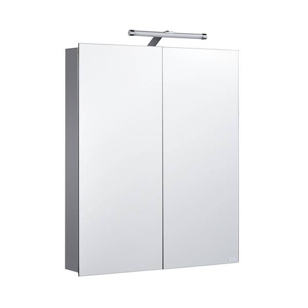 Vogue Deluxe Aluminium Double Cabinet with Mirrored Doors, External LED Light and Internal Shaver Socket (H)700x(W)600x(D)120mm